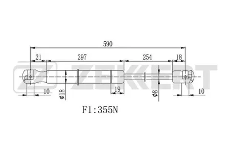 ZEKKERT GF2262 Пружина газовая капота прав. Mercedes GL-Class (164) 06-