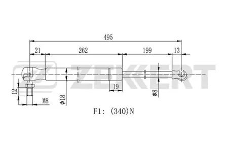 ZEKKERT GF2276 Амортизатор крышки багажника Volvo S70 96-