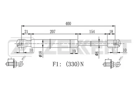 ZEKKERT GF2277 Пружина газовая капота Nissan Patrol (Y61) 97-