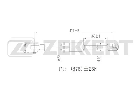 ZEKKERT GF2316 Амортизатор крышки багажника лев. Jeep Grand Cherokee 91-