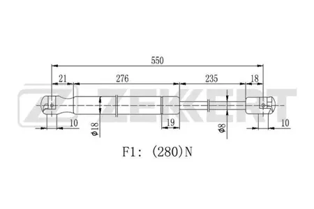 ZEKKERT GF2342 Амортизатор крышки багажника Suzuki Ignis (MH) 03-, Subaru Justy (G3X) 03-