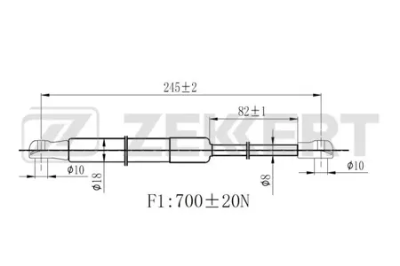 ZEKKERT GF2347 Пружина газовая капота Volvo XC70 02-, S60 00-, V70 II 99-
