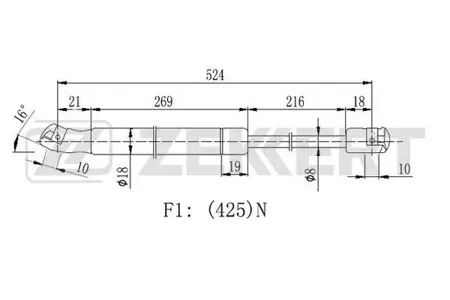 ZEKKERT GF2424 Амортизатор крышки багажника Nissan Qashqai (J11,J11) 13-