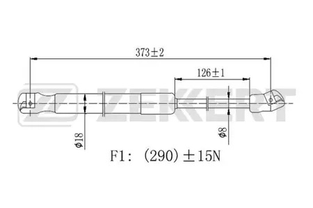 ZEKKERT GF2428 Пружина газовая капота FX 35 (S50) 03-, FX 45 (S50,S51) 03-
