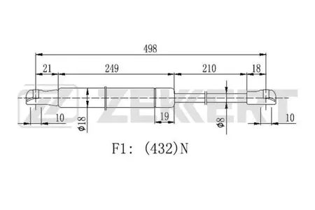 ZEKKERT GF2433 Пружина газовая капота Kia Magentis 01-