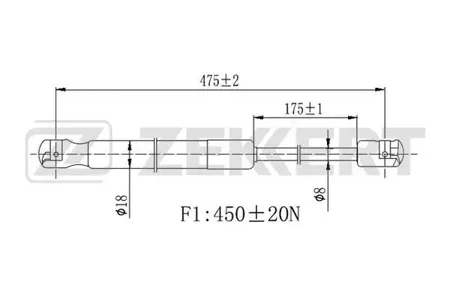 ZEKKERT GF2443 Амортизатор крышки багажника Daewoo Lanos (KLAT) 97-