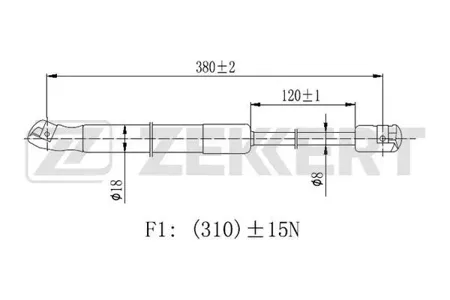 ZEKKERT GF2452 Пружина газовая капота Nissan Murano (Z51) 07-