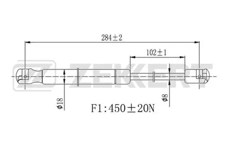 ZEKKERT GF2465 Пружина газовая капота Volvo S80 II 06-, V70 III 07-, XC70 II 07-