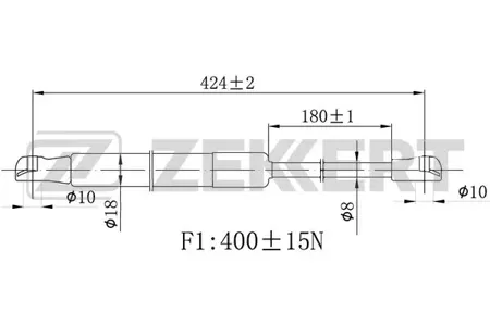 ZEKKERT GF2482 Пружина газовая капота Nissan Teana (J31) 03-