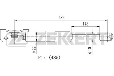 ZEKKERT GF2485 Амортизатор крышки багажника Citroen C4 Aircross 12-, Mitsubishi ASX 10-, Peugeot 4008 12-