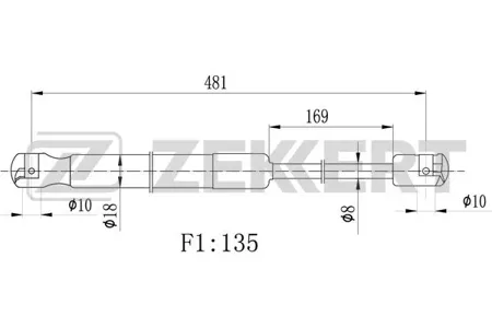 ZEKKERT GF2490 Пружина газовая заднего стекла Kia Sportage II 04-