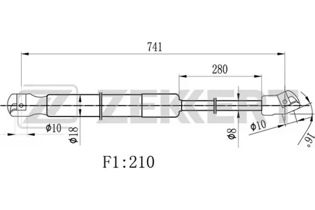 ZEKKERT GF2497 Пружина газовая капота Audi Q3 11-