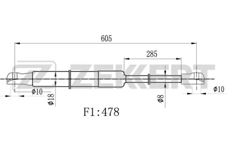 ZEKKERT GF2499 Амортизатор крышки багажника Chevrolet Cruze (J308) 12-