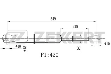 ZEKKERT GF2501 Амортизатор крышки багажника Citroen C3 Picasso 09-