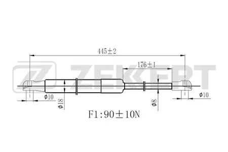 ZEKKERT GF2502 Амортизатор крышки багажника Smart Fortwo Coupe (451) 07-