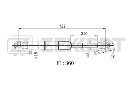 ZEKKERT GF2534 Пружина газовая капота Hyundai Sonata NF V 05-