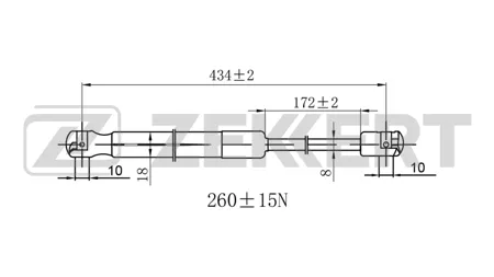 ZEKKERT GF2574 Пружина газовая капота Haval F7x 19-