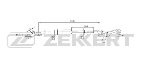 ZEKKERT GF2580 Амортизатор крышки багажника прав. Toyota Echo (P10) 99-, Yaris (P10) 99-
