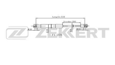 ZEKKERT GF2588 Амортизатор крышки багажника Suzuki Swift (FZ, NZ) 10-