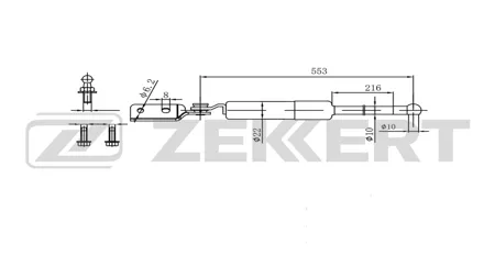 ZEKKERT GF2607 Амортизатор крышки багажника прав. Subaru Forester (SGS11) 02-