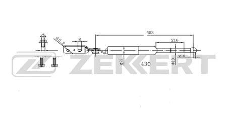 ZEKKERT GF2611 Амортизатор крышки багажника лев. Subaru Forester (SGS11) 02-