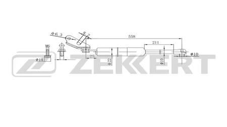 ZEKKERT GF2615 Амортизатор крышки багажника лев. Mazda 5 II 05-