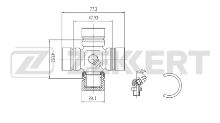 ZEKKERT KG1014 Крестовина карданного вала 28,02x77,30 Kia Sorento 03-