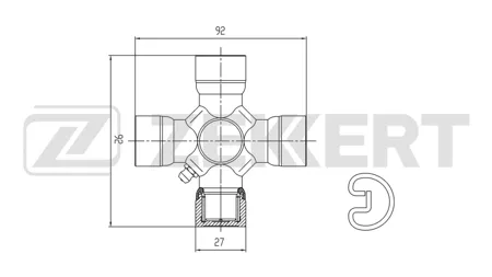 ZEKKERT KG1035 Крестовина карданного вала 27,00x92,00 Mazda B-Serie 99-, BT-50 06-, Nissan Pathfinder (R51) 05-, Ford Ranger 06-