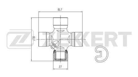 ZEKKERT KG1040 Крестовина карданного вала 27,00x81,75 SsangYong Actyon Sport s I,II 07-, Kyron 05-, Rexton Rexton II 02-, Toyota Hilux (N10-N30) 05-