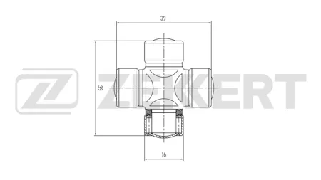 ZEKKERT KG1043 Крестовина вала рулевого механизма 16,00x39,00 Honda Civic VII 01-, Kia Ceed 06-, Sorento 02-, Hyundai Santa Fe 01-