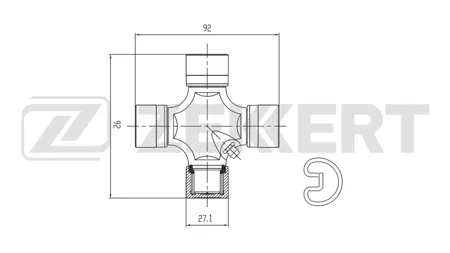 ZEKKERT KG1053 Крестовина карданного вала 27,02x92,00 Chevrolet Tahoe (B2W) 99-, Nissan NP300 Navara (D40) 05-, Toyota Hilux (N10,N20,N30) 05-