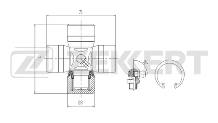 ZEKKERT KG1132 Крестовина карданного вала 28x71 Chevrolet Niva 02-, Lada 2120 93-, 2121, 21213,21214 77-, 2123 01-, 2131 77-