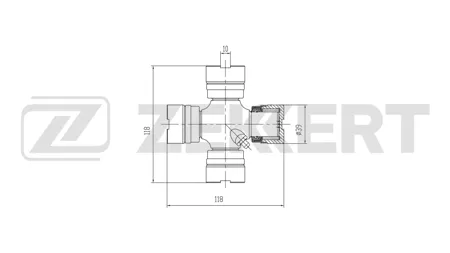 ZEKKERT KG1154 Крестовина карданного вала 39,00x118,00 Kamaz 4308 04-, 4326 11-, 55102 97-, 5320 76-, 5410 76-, 5511 77-, Ural 4320 77-, 4420 78-