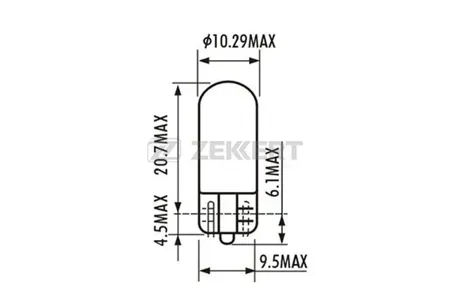 ZEKKERT LP1065 Лампа W5W (T10) 12V 5W W2.1X9.5d (миним. кол-во заказа 10 шт)