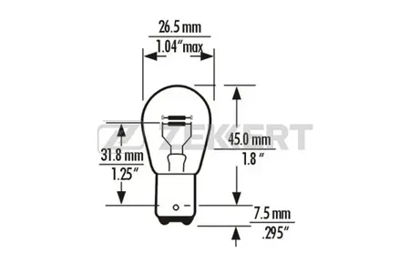 ZEKKERT LP1075 Лампа P214W 12V 214W BAZ15d (миним. кол-во заказа 10 шт)