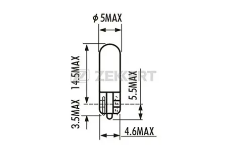 ZEKKERT LP1080 Лампа W2W 12V 2W W2x4.6d (миним. кол-во заказа 10 шт)