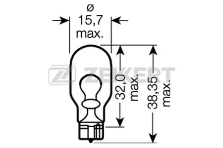 ZEKKERT LP1090 Лампа W16W (T15) 12V 16W W2.1X9.5d (миним. кол-во заказа 10 шт)