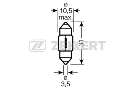 ZEKKERT LP1106 Лампа C10W (SV8.5-8) 12V 10W T11*31 (миним. кол-во заказа 10 шт)
