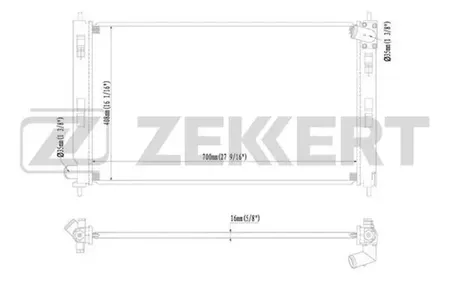 ZEKKERT MK1004 Радиатор двигателя Citroen C-Crosser 08-, Mitsubishi ASX 10-, Lancer X 08-, Outlander II 06-, Peugeot 4007 08-
