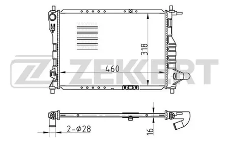 ZEKKERT MK1007 Радиатор двигателя Chevrolet Matiz (M200, M250) 05-, Spark (M200) 05-