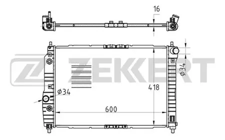 ZEKKERT MK1027 Радиатор охлаждения двигателя Chevrolet Aveo (T200, T250, T255) 03-, Lanos 05-, Daewoo Aveo (T200) 02-