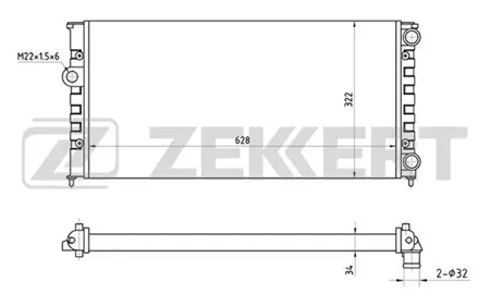 ZEKKERT MK1036 Радиатор двигателя VW Golf III 91-, Vento 91- (630 мм, для МКПП)