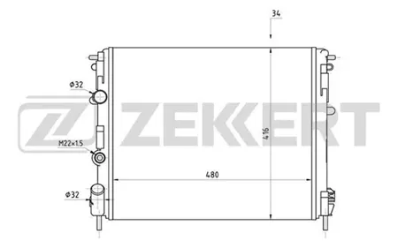 ZEKKERT MK1042 Радиатор двигателя Renault Clio II 98-, Kangoo 97-, Logan 04-, Sy Mercedes ol 08-, Lada Largus 12-