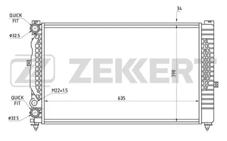 ZEKKERT MK1065 Радиатор охлаждения двигателя Audi A4 94-, A6 II 97-, Skoda Superb (3U4) 01-, VW Passat V 96-