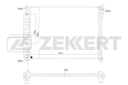 ZEKKERT MK1085 Радиатор двигателя Chevrolet Captiva (C100, C140) 06-, Opel Antara A 06-