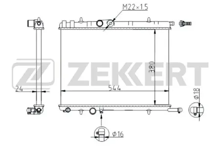 ZEKKERT MK1086 Радиатор охлаждения двигателя дв. Citroen Berlingo I, II 96-, C4 04-, Peugeot 206 98-, 307 00-, 308 08-, Partner I, II 96- (Замена MK-1214)