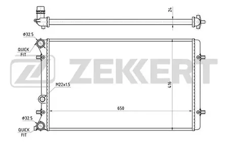 ZEKKERT MK1089 Радиатор двигателя Audi A3 96-, TT 98-, Seat Leon 99-, Toledo II 98-, Skoda Octavia (1U) 96-, VW Golf IV 97-