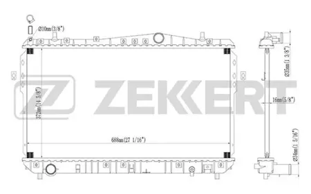 ZEKKERT MK1094 Радиатор охлаждения двигателя Chevrolet Lacetti (J200) 03-, Daewoo Nubira (KLAN) 03-