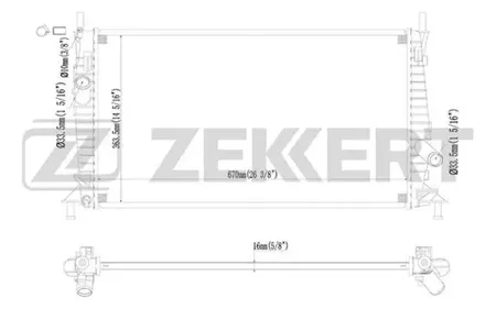 ZEKKERT MK1128 Радиатор двигателя Ford C-Max 07, Focus I, II 03-, Mazda 3 03-, Volvo C30 06-, S40 II 04-, V50 04-