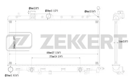 ZEKKERT MK1135 Радиатор двигателя Subaru Impreza II (GD, GG) 00-, Legacy (BE, BH) 98-, Outback (BE, BH) 00-